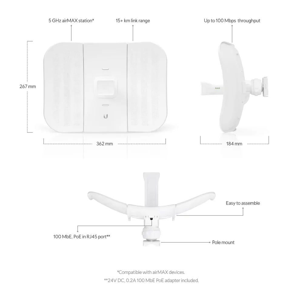 UBIQUITI OUTDOOR ACCESS POINT TO POINT LBE-M5-23 (5GHz) view 3
